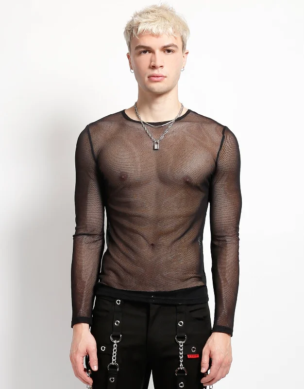 MENS LONG SLEEVE FISHNET BLACK Masculine Men's Thick