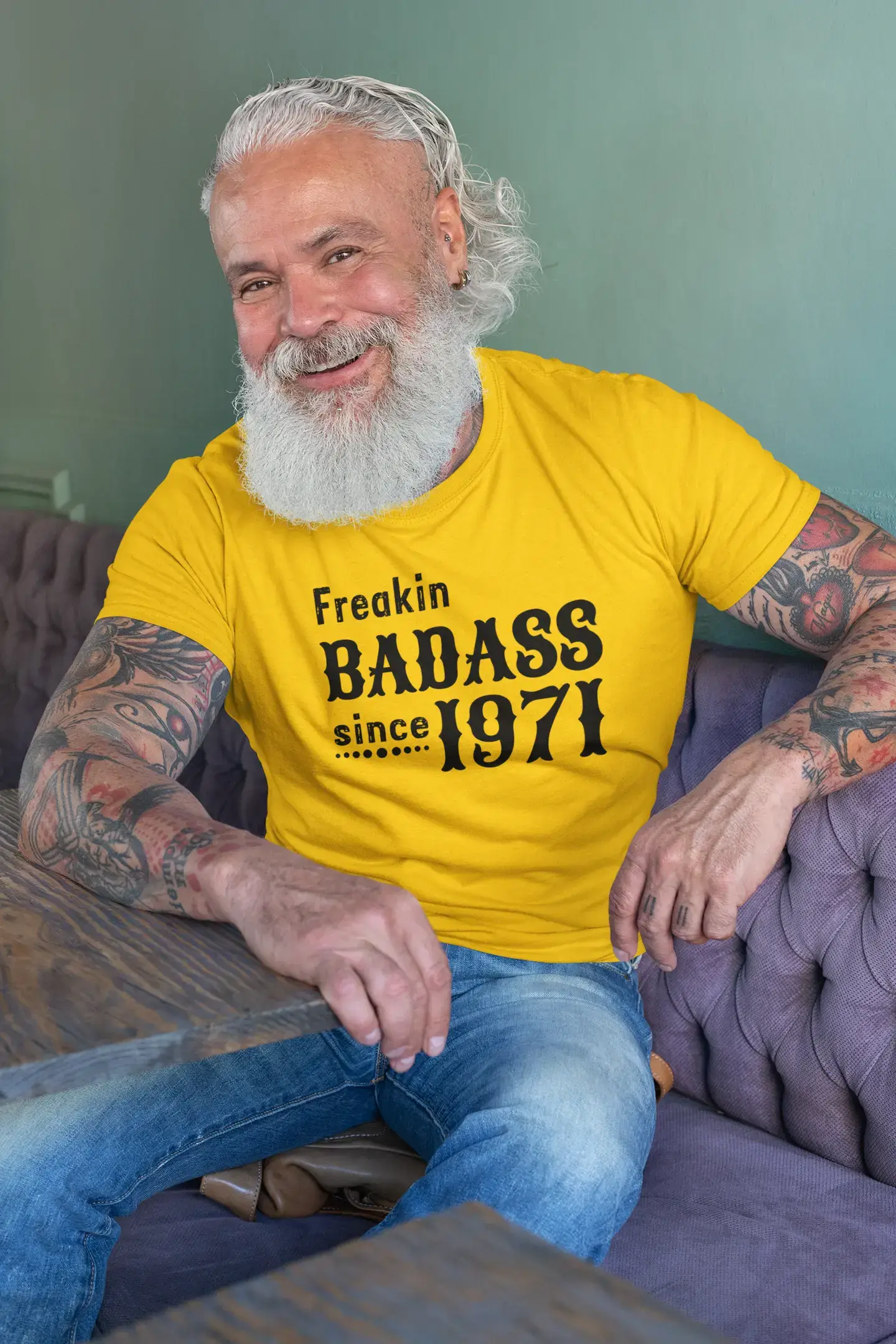 Freakin Badass Since 1971 Men's T-shirt Lemon Birthday Gift 00396 Cclassic Men's Tweed