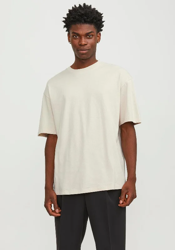 Jack & Jones Bradley Plain T-Shirt, Moonbeam Sleek Men's Contemporary 