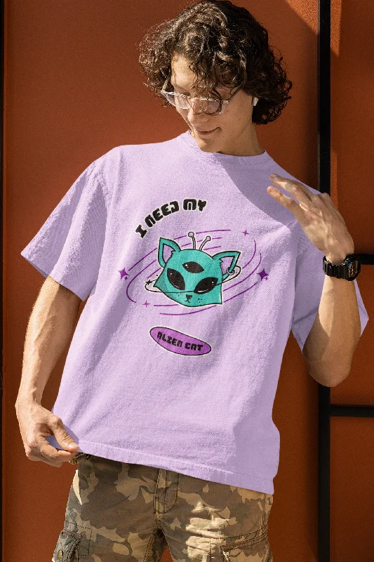 I need my alien cat: ALIEN & SPACE- Oversized T-Shirts Sharp Men's Italian