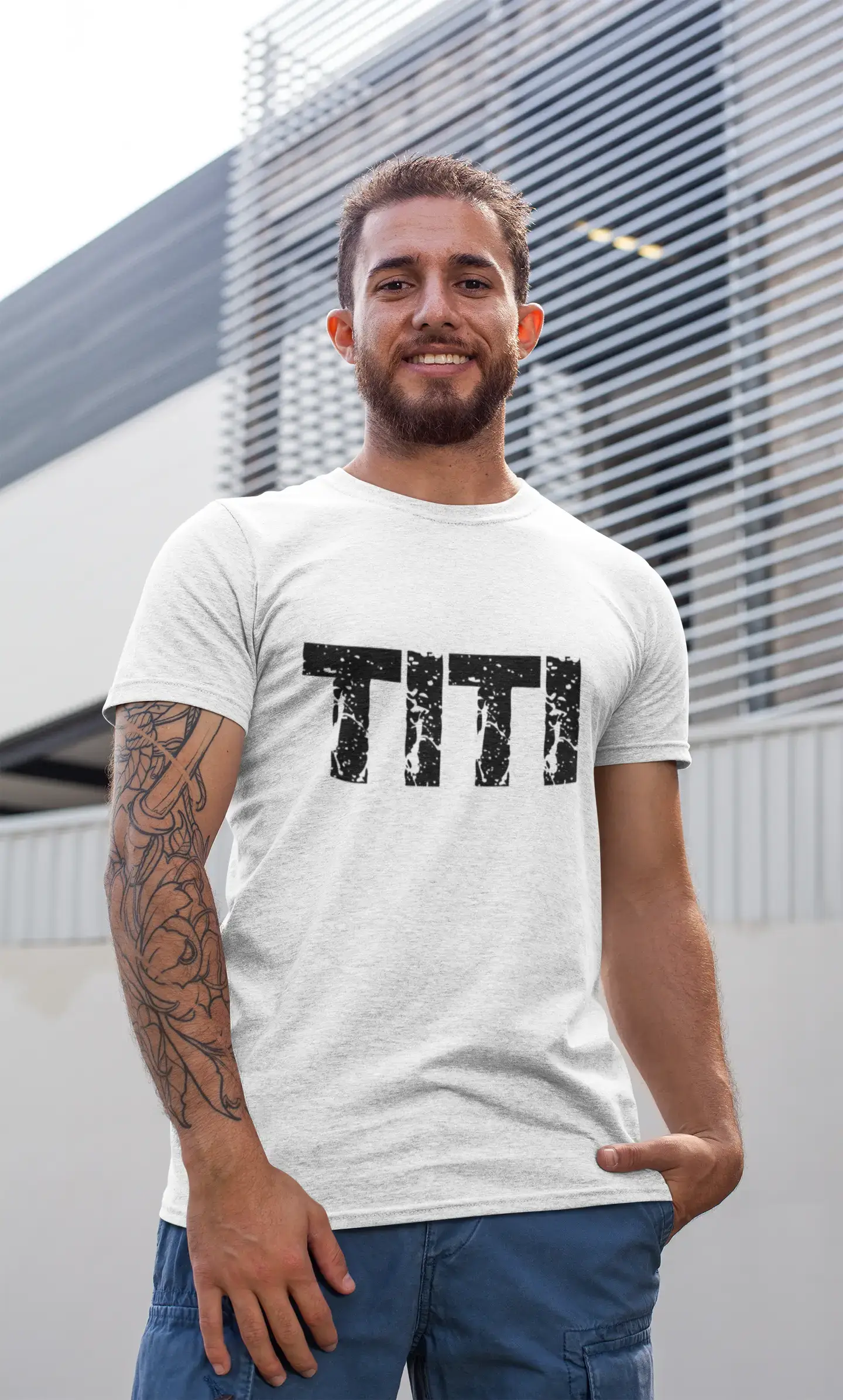 Men's Tee Shirt Vintage T shirt Titi X-Small White 00560 Sharp Men's Italian