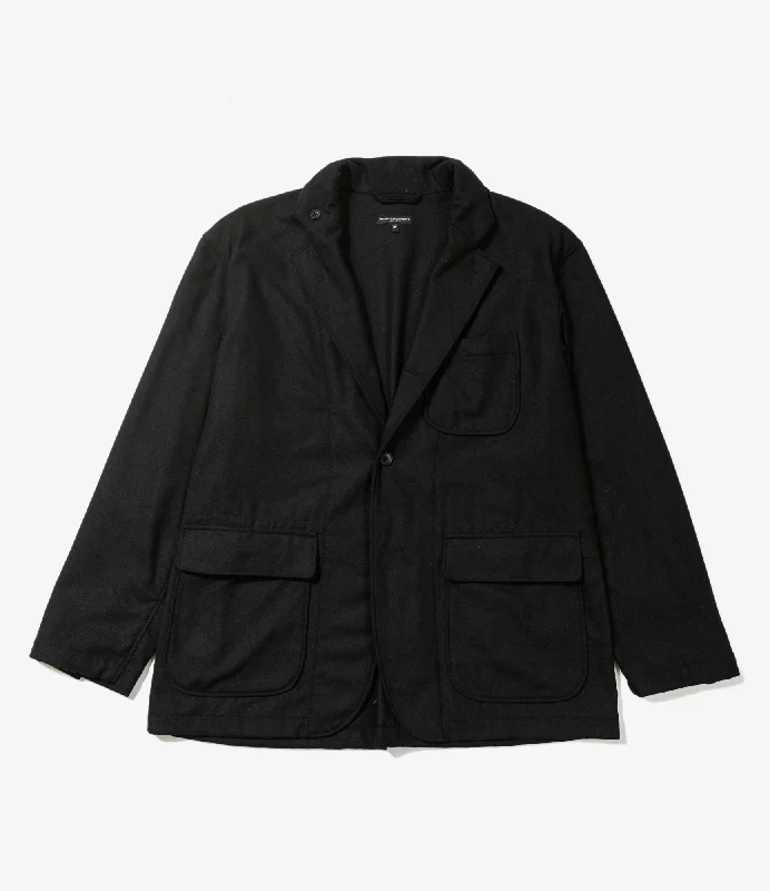 Engineered Garments Loiter Jacket - Black Solid Poly Wool Flannel Masculine Men's 