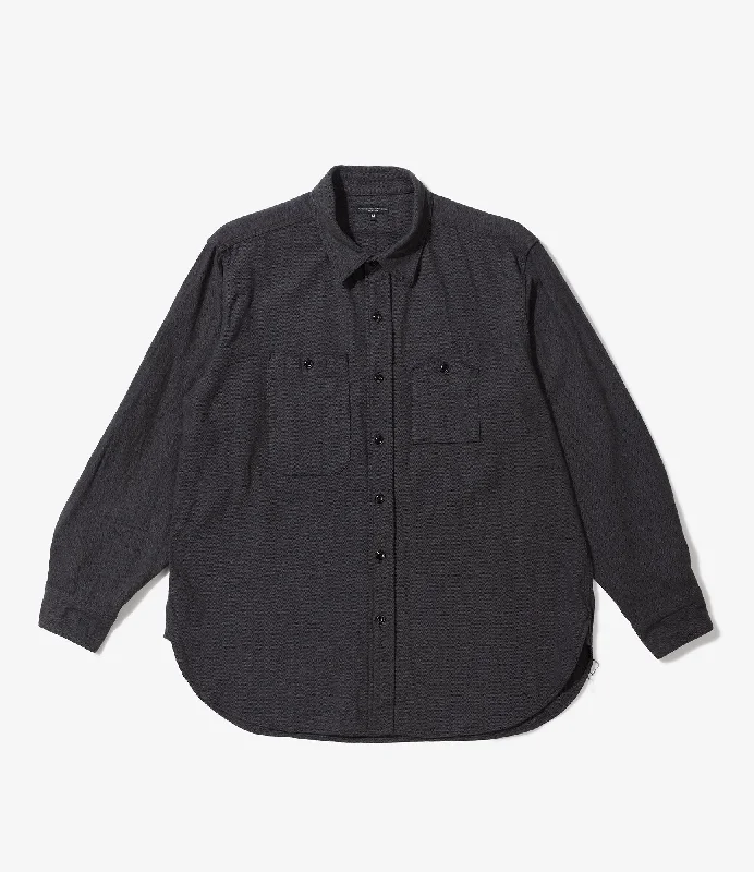 Engineered Garments Work Shirt - Dk Grey Cotton Herringbone Flannel Sporty Men's Tennis