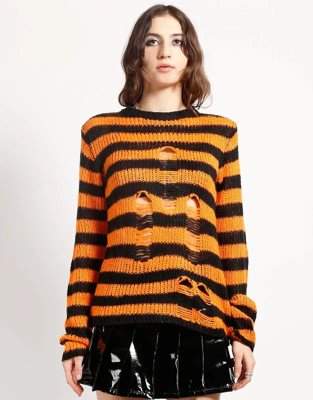 RAG STRIPE SWEATER ORANGE Cool Men's Skate