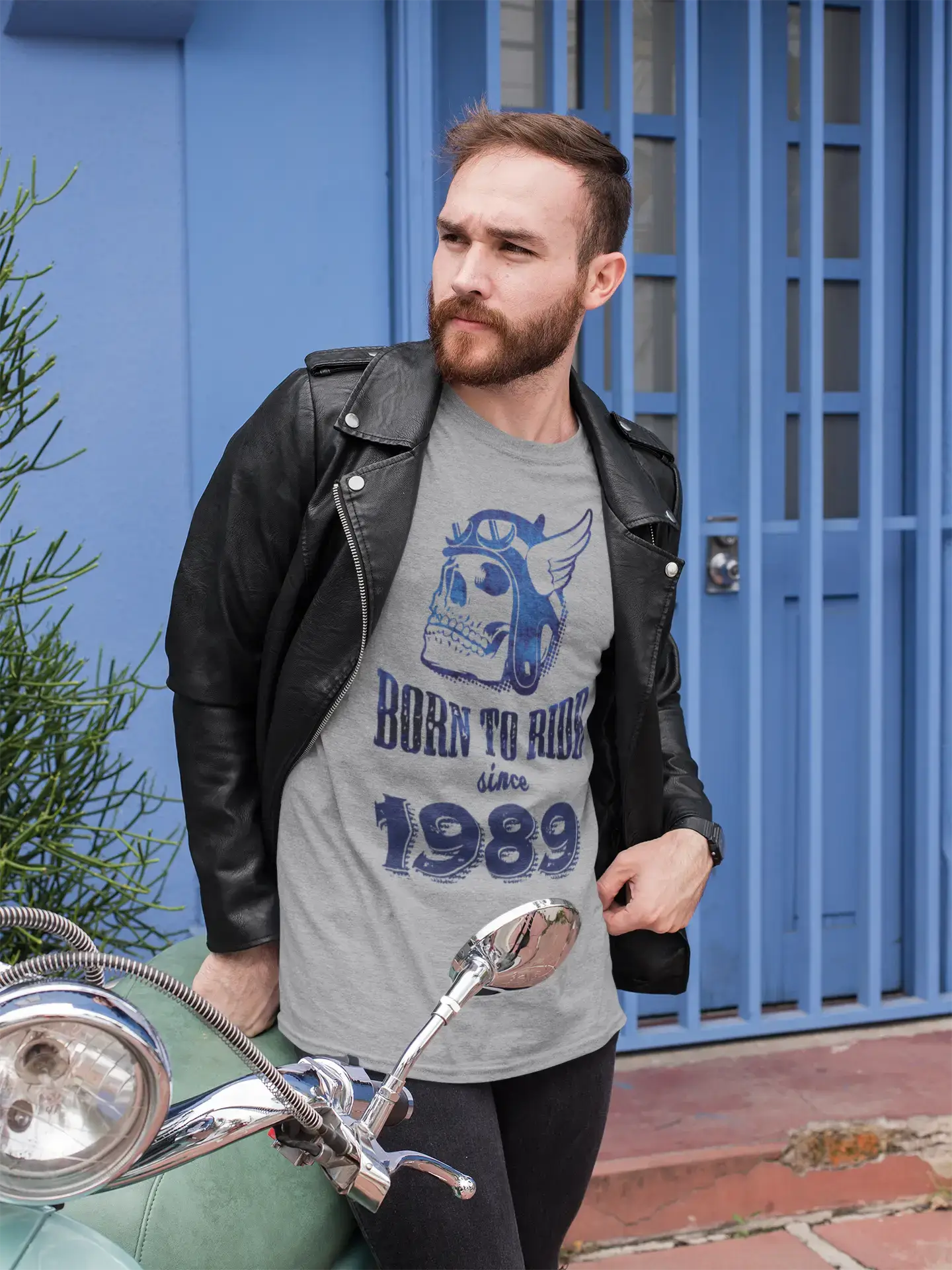 1989, Born to Ride Since 1989 Men's T-shirt Grey Birthday Gift 00495 Trendy Men's Scandinavian