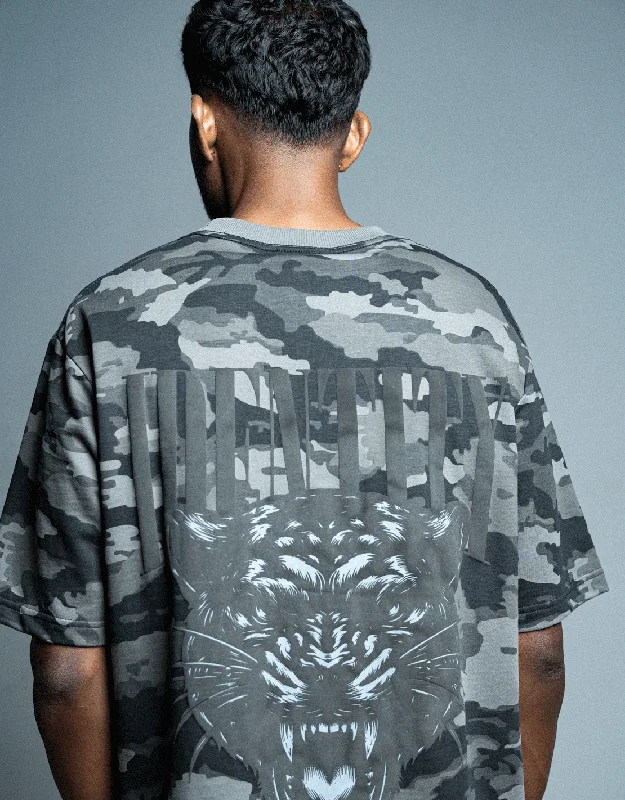 Jaguar | Camouflage | Identity Is Everything | Oversized T-shirt | Black & Grey Organic