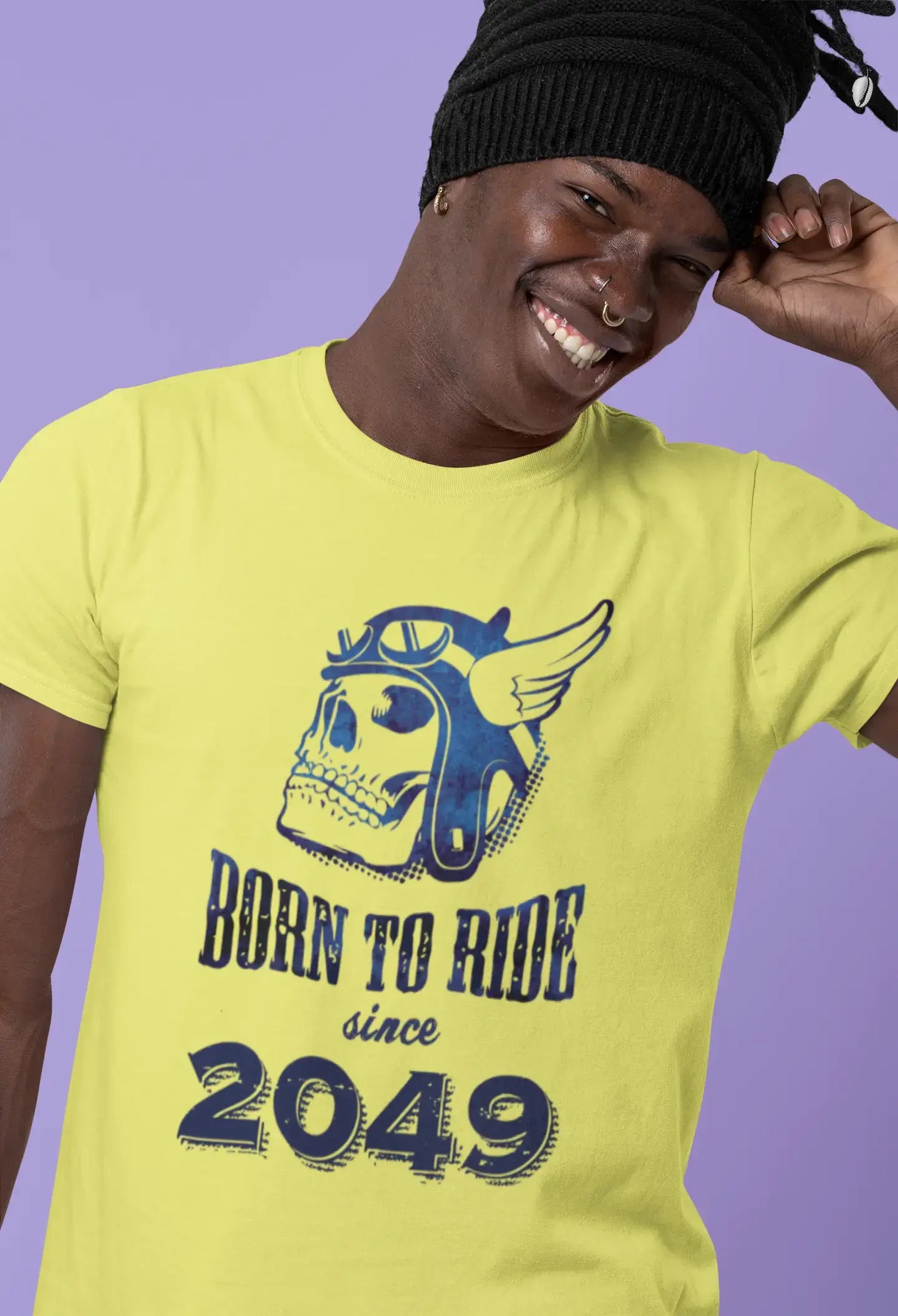 2049, Born to Ride Since 2049 Men's T-shirt Lemon Birthday Gift 00496 Confident Men's High