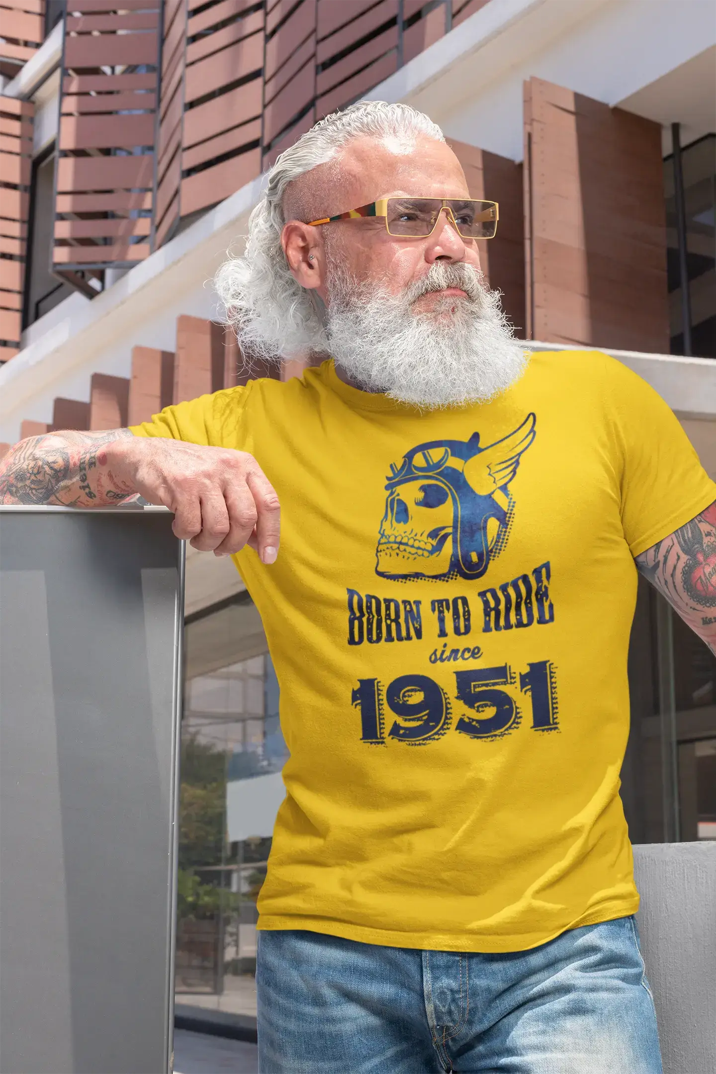 1951, Born to Ride Since 1951 Men's T-shirt Lemon Birthday Gift 00496 Refined Men's Classic 