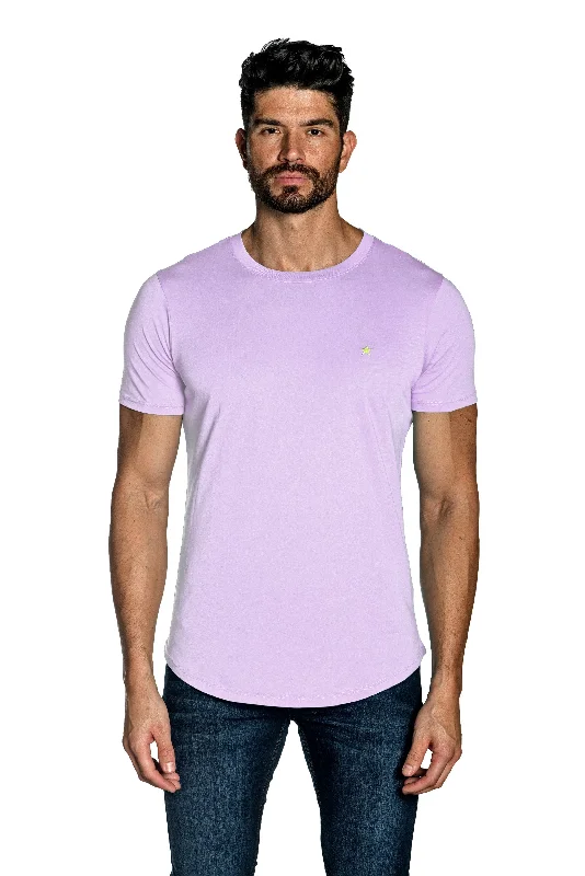 Lavender Mens Tee Star Embroidery TEE-79 Polished Men's Satin