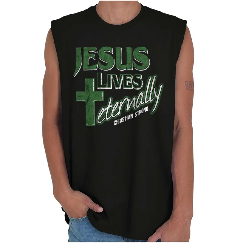 Jesus Lives Eternally Sleeveless T-Shirt Streetwear Style