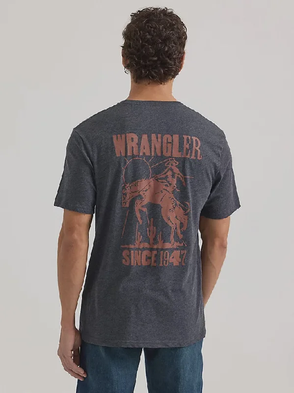 MENS WRANGLER BUCKING COWBOY BLACK TSHIRT Elegant Men's Cashmere