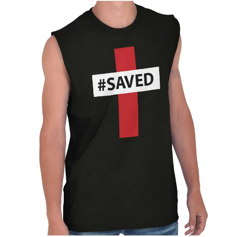 Hashtag Saved Sleeveless T Shirt Casual Men's Short