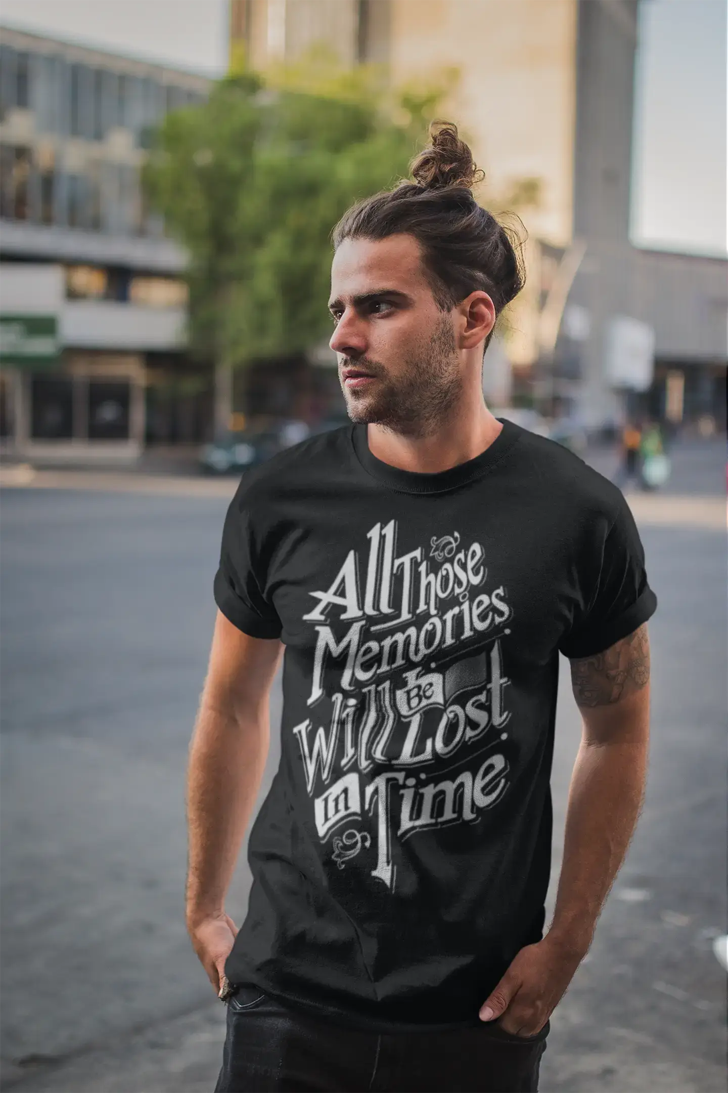 Men's T-Shirt All Those Memories Will Be Lost In Time Vintage Birthday Gift Artistic Men's Hand