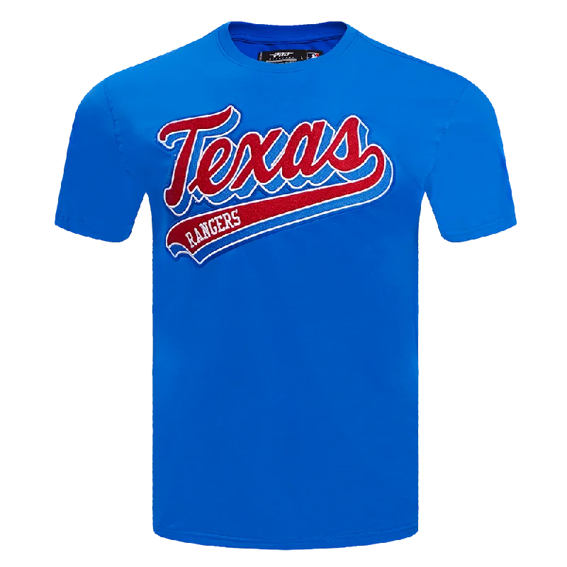 MLB TEXAS RANGERS SCRIPT TAIL MEN'S TOPS (ROYAL BLUE) Sporty Men's Athleisure 