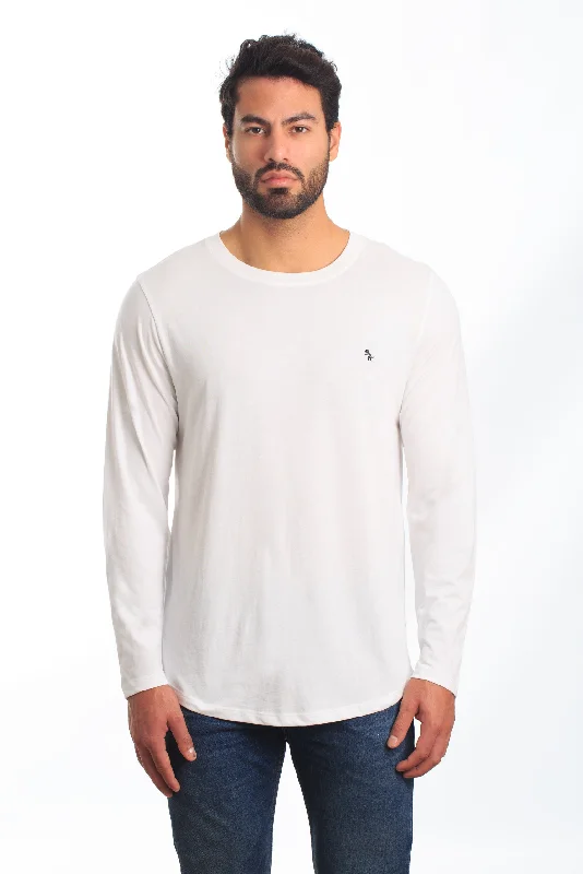 Mens White Long Sleeve T-Shirt Tel-108 Trendy Men's Oversized