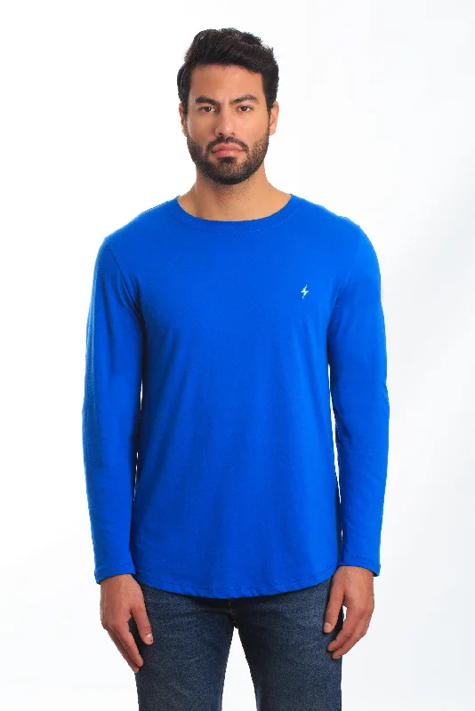 Mens Blue Long Sleeve T-Shirt Tel-113 Refined Men's Hand