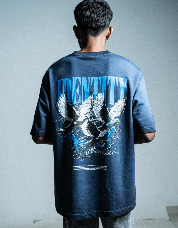 Peace Dove | Cold Processed Dyeing | Identity Is Everything | Oversized T-shirt | Blue Cclassic Men's Tweed