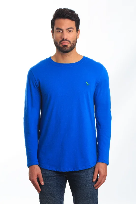 Mens Blue Long Sleeve T-Shirt Tel-109 Casual Men's Loose