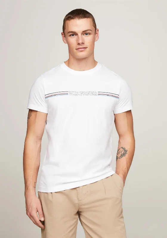 Tommy Hilfiger Stripe Chest T-Shirt, White Elegant Men's Cashmere