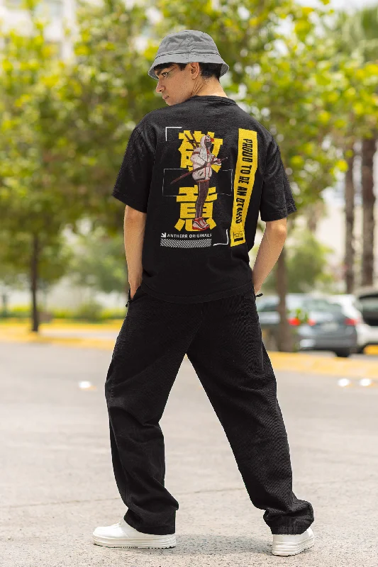 Proud to be an Otaku (Double Sided Print):  Anime-Oversized T-shirts Laid