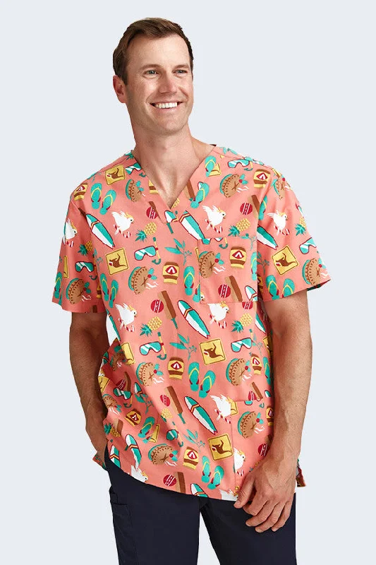 Aussie Summer Men's Christmas Scrub Top - CST446MS Bold Men's Statement