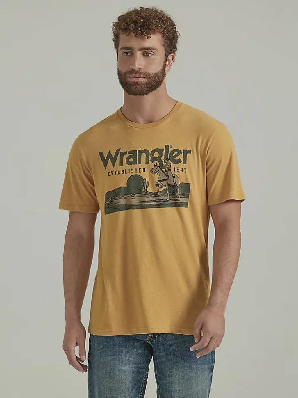 MENS WRANGLER LOGO GOLD HEATHER TSHIRT Streetwear Style