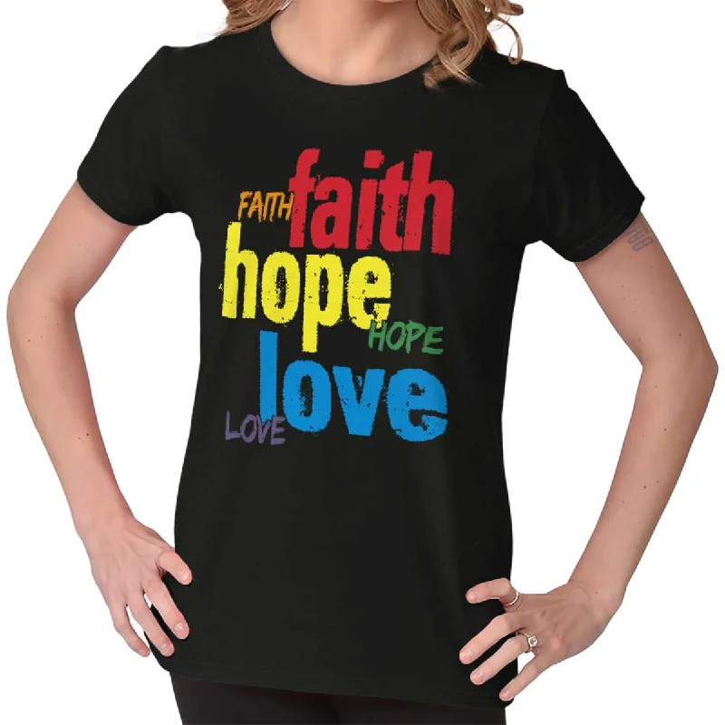 Color Faith Hope Ladies T Shirt Stylish Men's Neon