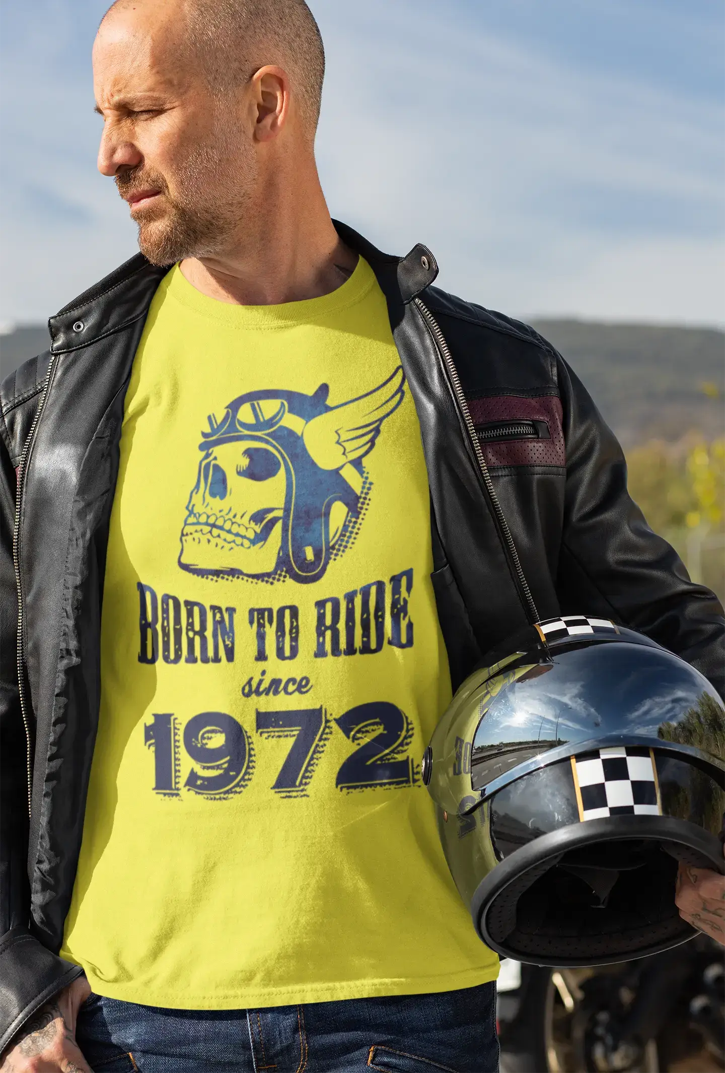 1972, Born to Ride Since 1972 Men's T-shirt Lemon Birthday Gift 00496 Organic