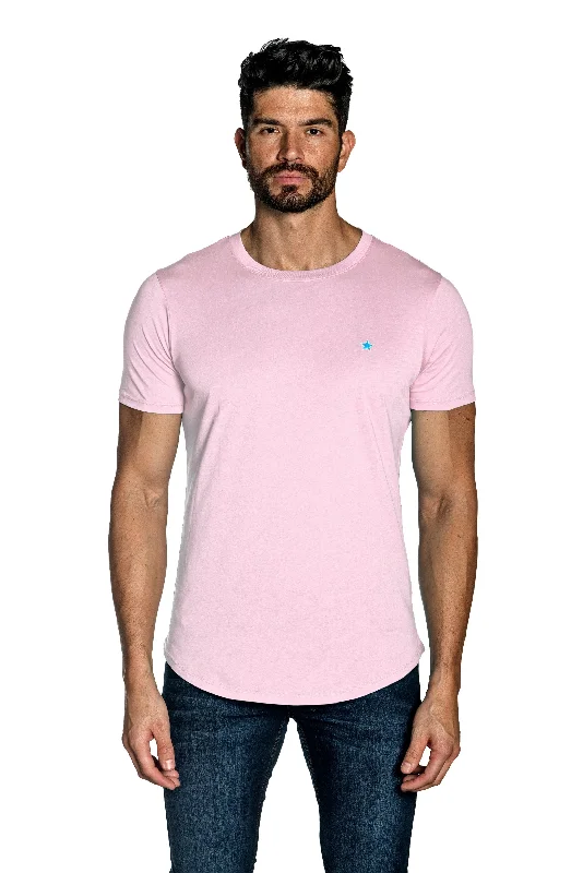 Pastel Pink Mens Tee Star Embroidery TEE-81 Dapper Men's Bow