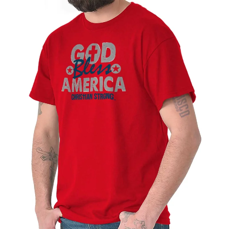 God Bless Christian T Shirt Artistic Men's Hand