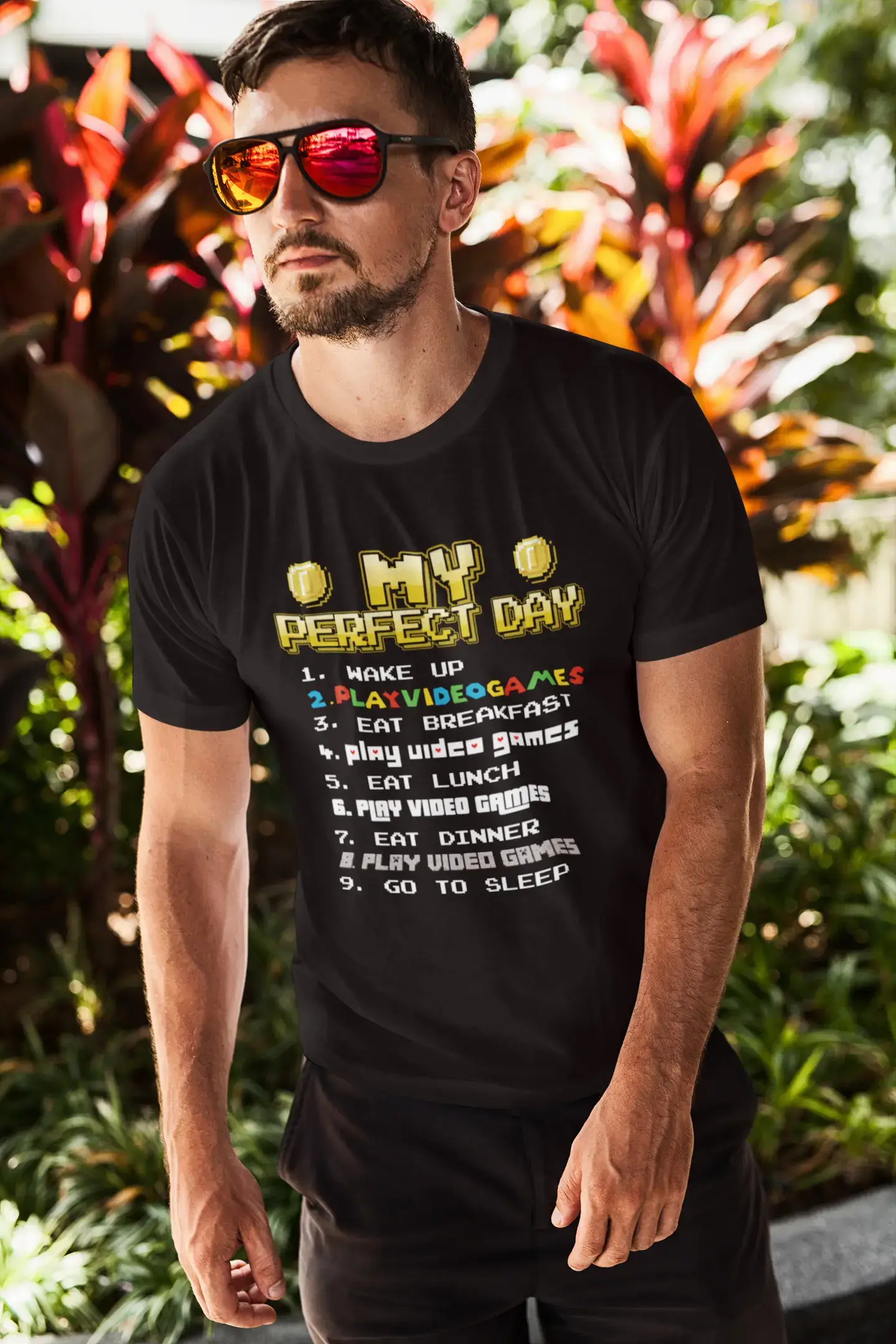 ULTRABASIC Men's Graphic T-Shirt My Perfect Day - Gaming Apparel for Adults Hip Men's Retro