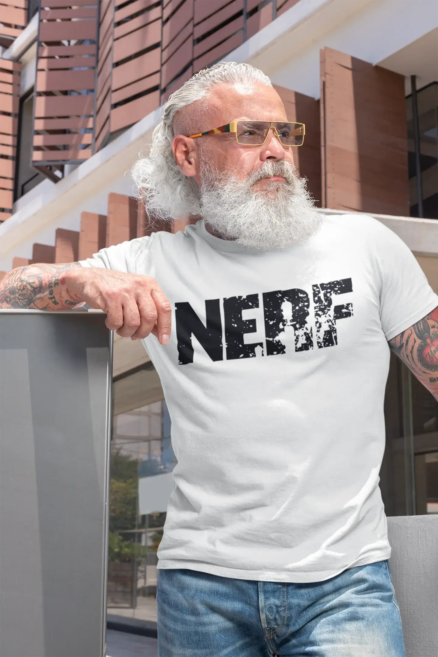 Men's Tee Shirt Vintage T shirt Nerf X-Small White 00560 Modern Men's Tech