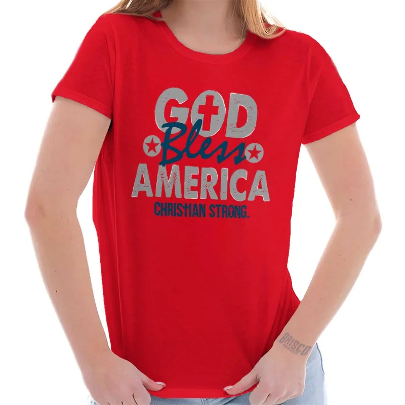 God Bless Christian Ladies T Shirt Athletic Men's Compression