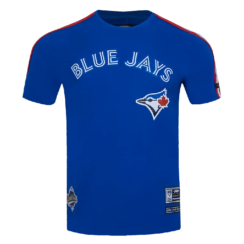 MLB TORONTO BLUE JAYS CLASSIC MESH MEN'S SINGLE JERSEY STRIPED TOP (ROYAL BLUE/RED) Hip Men's Retro