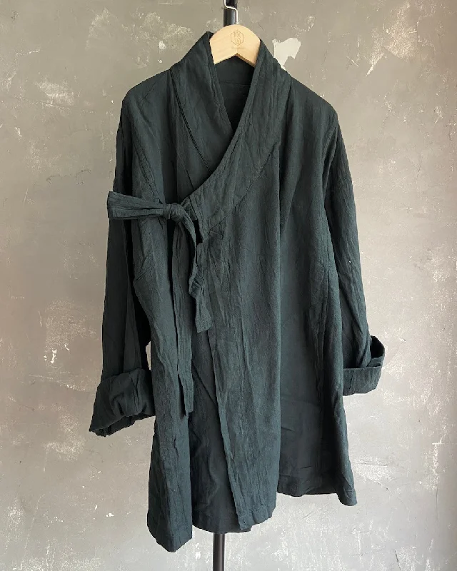 Hand Dyed Zen Style Samue Coat in Black Athletic Men's Compression