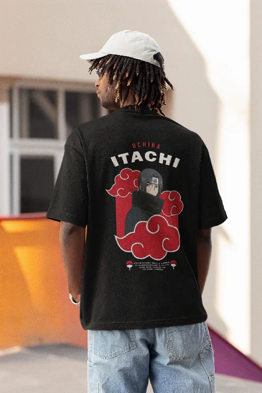 Itachi Uchiha: Akatsuki (Double Sided Print): Oversized T-Shirts Stylish Men's Tropical 