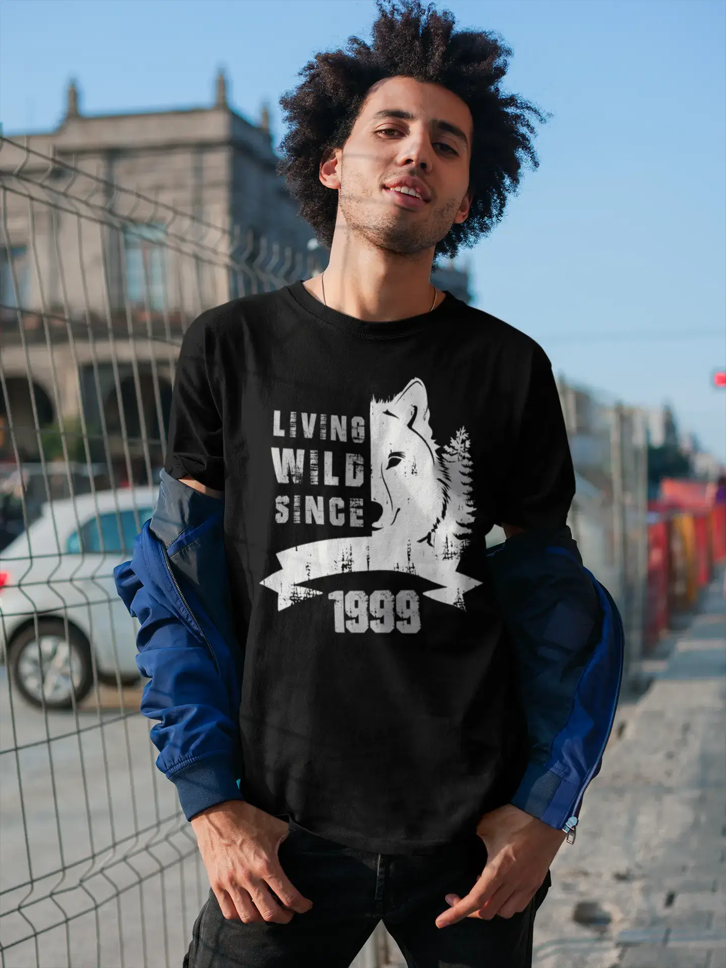 1999, Living Wild Since 1999 Men's T-shirt Black Birthday Gift 00498 Dynamic Men's Moto