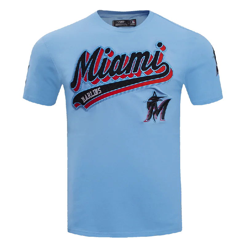 MLB MIAMI MARLINS SCRIPT TAIL MEN'S TOPS (UNIVERSITY BLUE) Artistic Men's Avant