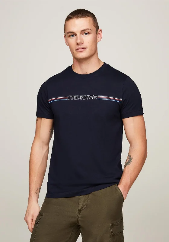 Tommy Hilfiger Stripe Chest T-Shirt, Desert Sky Dapper Men's 1920S