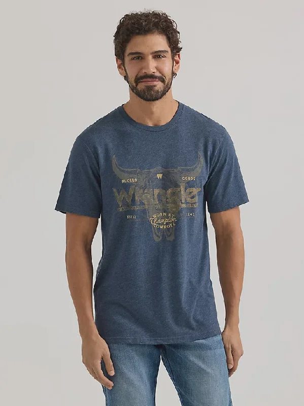 MENS WRANGLER STEERHEAD LOGO SAPPHIRE TSHIRT Modern Men's Geometric