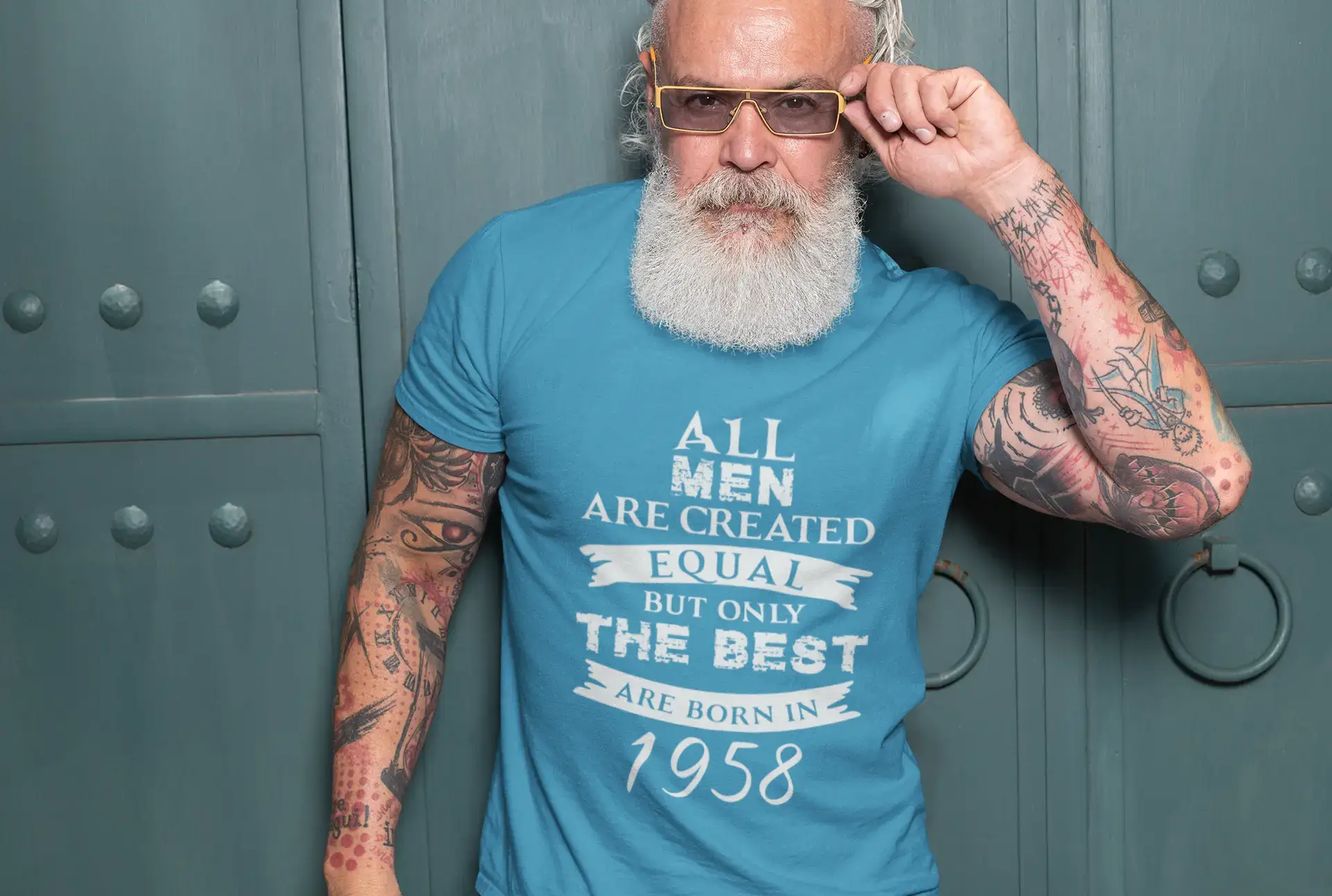 1958, Only the Best are Born in 1958 Men's T-shirt Blue Birthday Gift 00511 Tailored