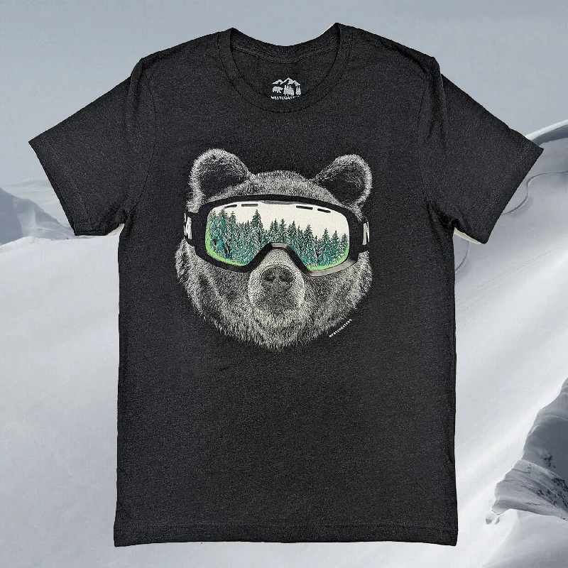 Adult Unisex Ski Bear Graphic Tee Stylish Men's Neon