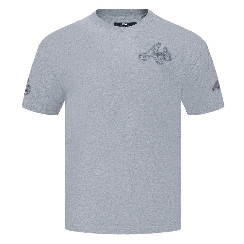 MLB ATLANTA BRAVES NEUTRAL MEN'S DROP SHOULDER TOP (DARK HEATHER GRAY) Sleek Men's Contemporary 