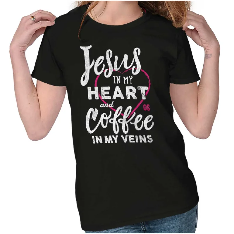 Coffee Veins Ladies T Shirt Laid